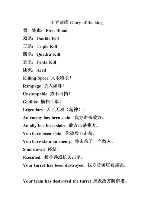 王者荣耀英文教学 - 王者荣耀英文读法-第2张图片-益智游 王者荣耀英文教学 - 王者荣耀英文读法-第2张图片-益智游
